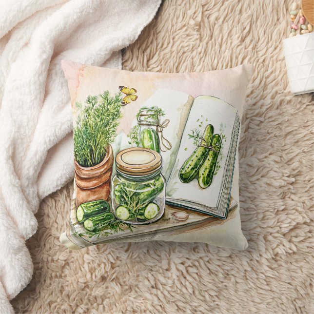 Monogram Dill & Cucumber Pickle Kitchen Komforts Kissen (Decke)
