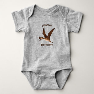 Monogram Dinosaur wildes Tier süß grau braun Baby Strampler