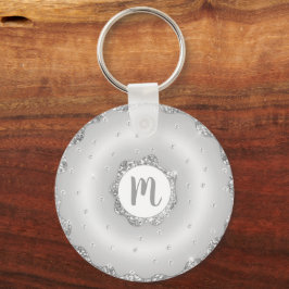 Monogram Doughnut Silber Glitzer Drehbuchschrift g Schlüsselanhänger
