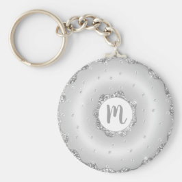 Monogram Doughnut Silber Glitzer Drehbuchschrift g Schlüsselanhänger