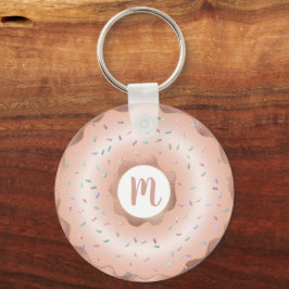 Monogram Dounut rosa Rosa Goldfolie-Schrift Schlüsselanhänger