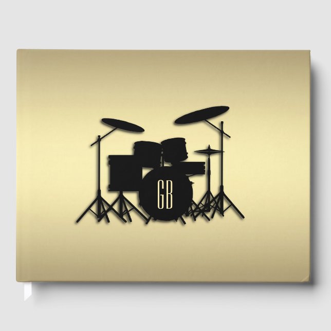 Monogram Drum Set Gold Gästebuch (Vorderseite)