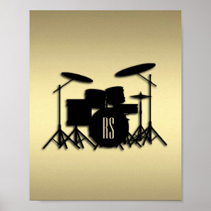 Monogram Drum Set Gold Poster