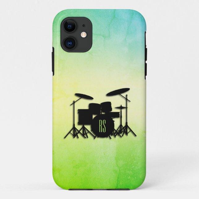 Monogram Drum Set Green Case-Mate iPhone Hülle (Rückseite)