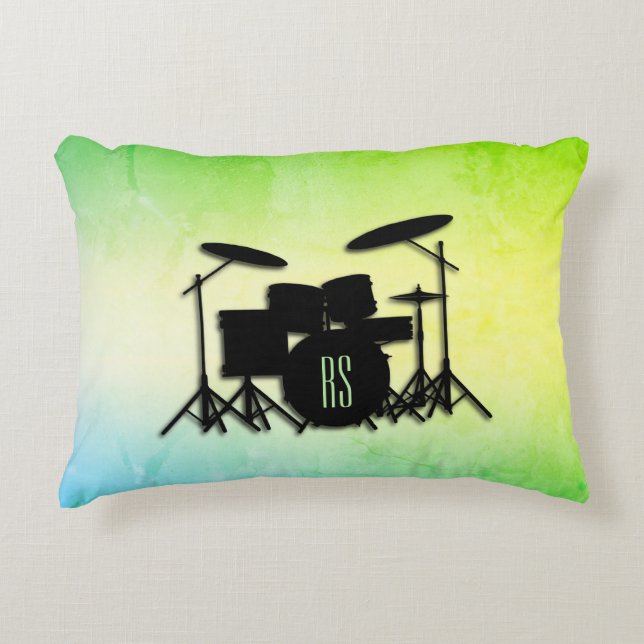 Monogram Drum Set Green Dekokissen (Vorderseite)