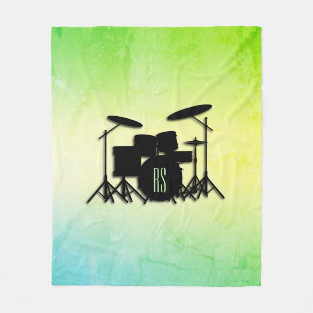 Monogram Drum Set Green Fleecedecke (Vorderseite)