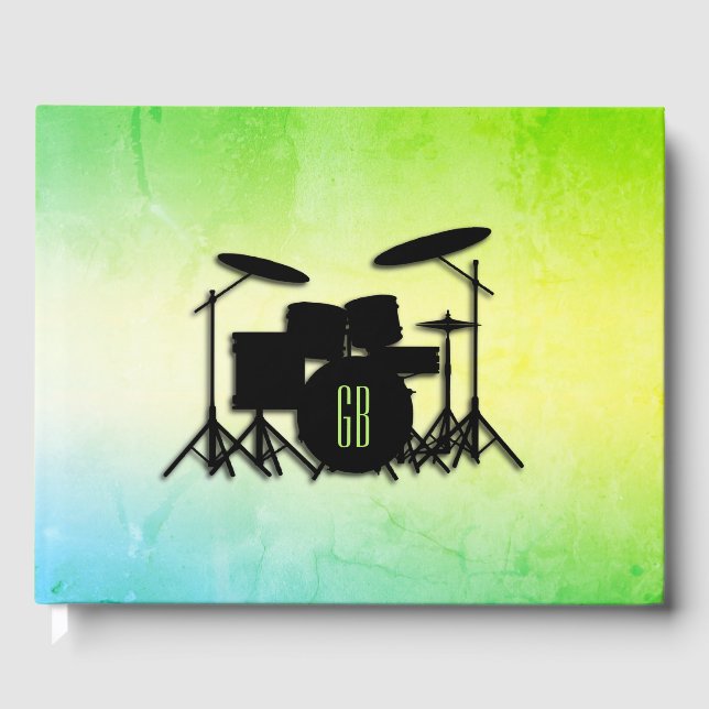 Monogram Drum Set Green Gästebuch (Vorderseite)