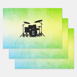 Monogram Drum Set Green Geschenkpapier Set