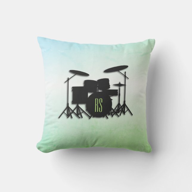 Monogram Drum Set Green Kissen (Vorderseite)