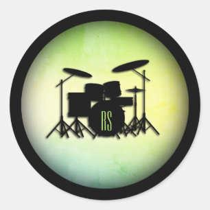 Monogram Drum Set Green Runder Aufkleber