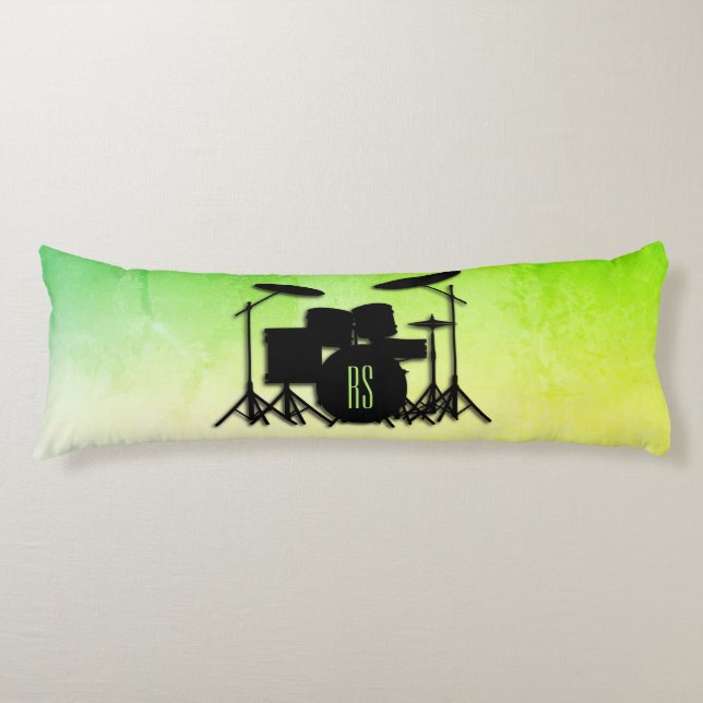 Monogram Drum Set Green Seitenschläferkissen (Vorderseite)