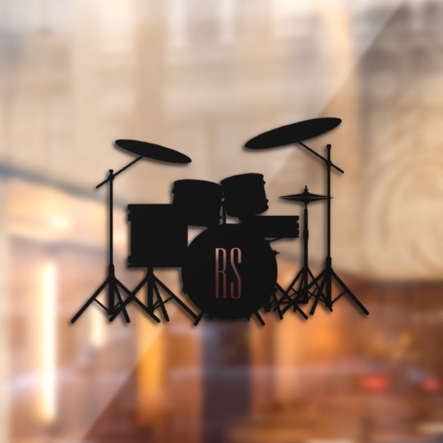 Monogram Drum Set Music Design Rosa Duschvorhang Fensteraufkleber (Blatt 2)