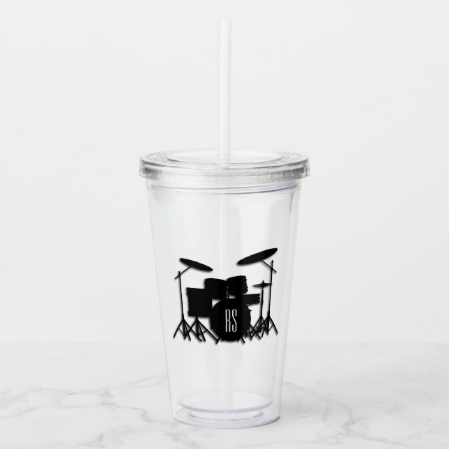 Monogram Drum Set Silver Acryltrinkbecher (Vorderseite)