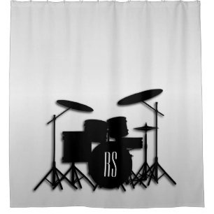 Monogram Drum Set Silver Duschvorhang