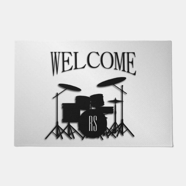 Monogram Drum Set Silver Fußmatte (Vorderseite)