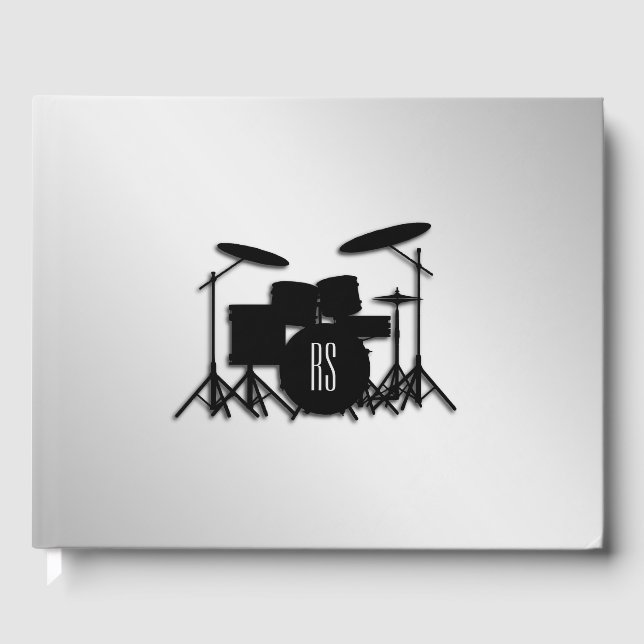 Monogram Drum Set Silver Gästebuch (Vorderseite)
