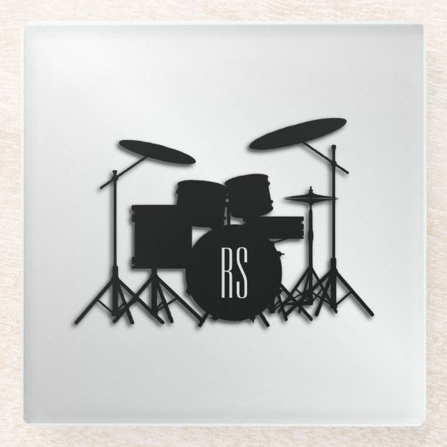 Monogram Drum Set Silver Glasuntersetzer (Vorderseite)