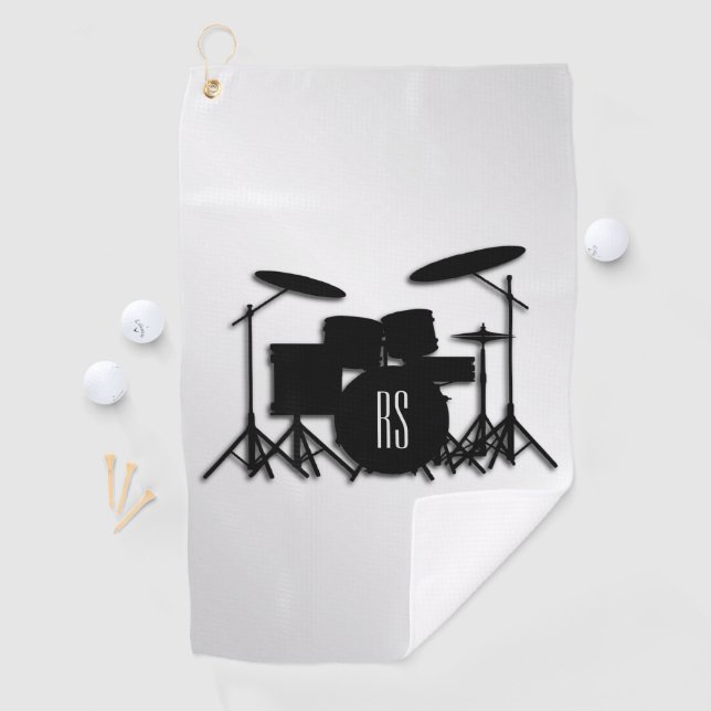 Monogram Drum Set Silver Golfhandtuch (Insitu)