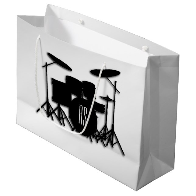 Monogram Drum Set Silver Große Geschenktüte (Vorderseite Schrägansicht)