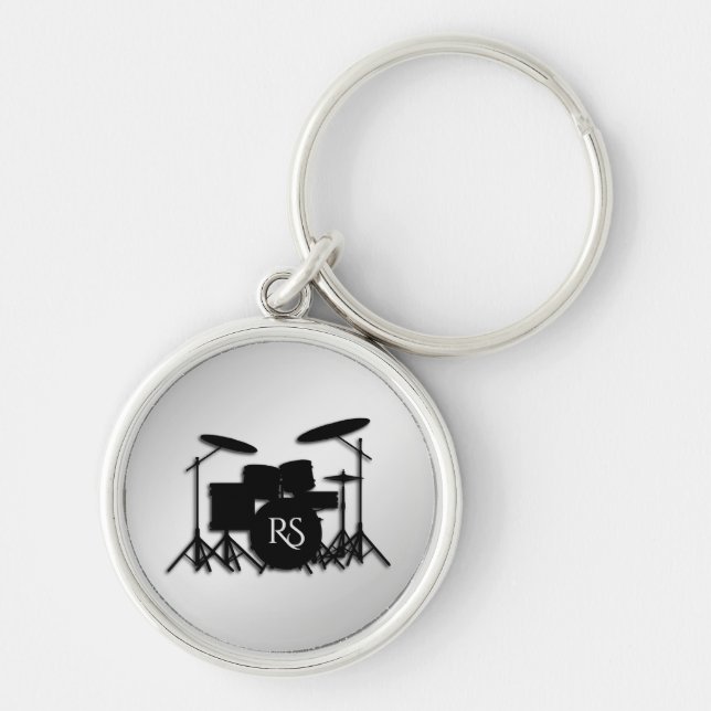 Monogram Drum Set Silver Schlüsselanhänger (Vorne)