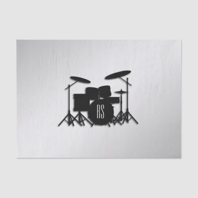 Monogram Drum Set Silver Seidenpapier (Vorderseite)