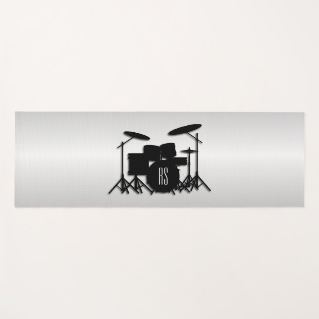 Monogram Drum Set Silver Yogamatte (Vorderseite (Horizontal))