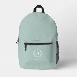 Monogram Duck Egg Green Stylish Modern Minimalist Bedruckter Rucksack