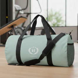 Monogram Duck Egg Green Stylish Modern Minimalist Duffle Bag