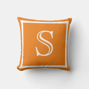 MONOGRAM Durchgängig Orange weiße Schrift einfarbi Kissen