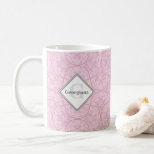 Monogram Dusky Rose Preppy in Pink Art Deco Fans Kaffeetasse