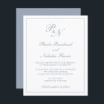 Monogram Dusty Blue Budget Hochzeit Einladung<br><div class="desc">Traditionelles Budget Hochzeitseinladung mit einem einfachen und klassischen Design mit Ihren beiden ersten Monogramm und Ihren Namen in einer eleganten Kalligraphie innerhalb eines dünnen Randes. Alle Designelemente sind auf weißem Hintergrund in staubblauem Blau gehalten und können im Designbearbeitungstool geändert werden. Dieses elegante Design ist perfekt für eine formelle Hochzeit.</div>