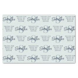 Monogram Dusty Blue Pattern Trauzeugin Dank Seidenpapier