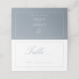 Monogram Dusty Blue Script Wedding Tischnummer Platzkarte