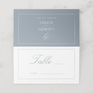 Monogram Dusty Blue Script Wedding Tischnummer Platzkarte