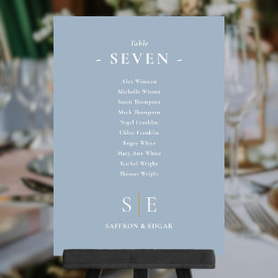 Monogram Dusty Blue Seating Plan Tischnummer