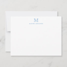 Monogram Dusty Blue Simple Classic Formal Elegant Mitteilungskarte