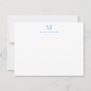 Monogram Dusty Blue Simple Classic Formal Elegant Mitteilungskarte