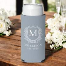 Monogram Dusty Blue Wappen Botanical Wedding