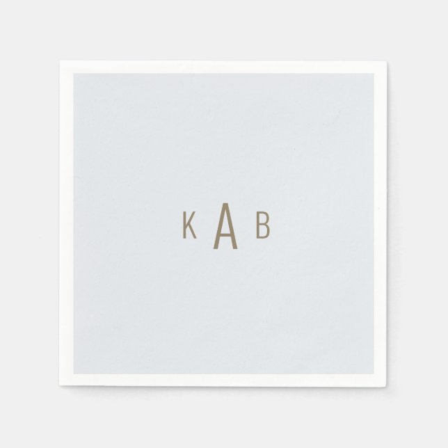 Monogram Dusty Blue Wedding Cocktail Serviette (Vorderseite)