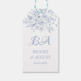 Monogram Dusty Blue Wedding Geschenkanhänger