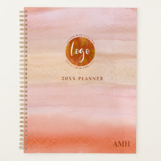 Monogram Dusty Orange Wasserfarbe mit Ihrem Logo Planer