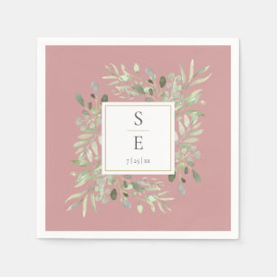 Monogram Dusty Rose Greenerenerage Foliage Serviette