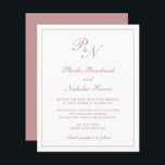 Monogram Dusty Rose Pink Budget Einladung Hochzeit<br><div class="desc">Traditionelles Budget Hochzeitseinladung mit einem einfachen und klassischen Design mit Ihren beiden ersten Monogramm und Ihren Namen in einer eleganten Kalligraphie innerhalb eines dünnen Randes. Alle Designelemente sind in staubigen Rose rosa über einem weißen Hintergrund und können im Designbearbeitungstool geändert werden. Dieses elegante Design ist perfekt für eine formelle Hochzeit....</div>
