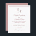 Monogram Dusty Rose Pink Budget Einladung Hochzeit<br><div class="desc">Traditionelles Budget Hochzeitseinladung mit einem einfachen und klassischen Design mit Ihren beiden ersten Monogramm und Ihren Namen in einer eleganten Kalligraphie innerhalb eines dünnen Randes. Alle Designelemente sind in staubigen Rose rosa über einem weißen Hintergrund und können im Designbearbeitungstool geändert werden. Dieses elegante Design ist perfekt für eine formelle Hochzeit....</div>
