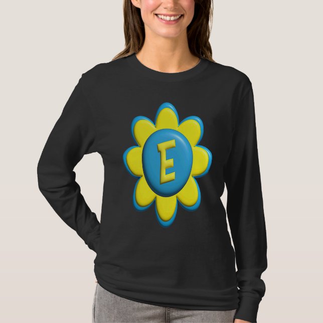 Monogram E  Colorful Flower T-Shirt (Vorderseite)
