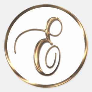 Monogram E Imitate Bronze Runder Aufkleber