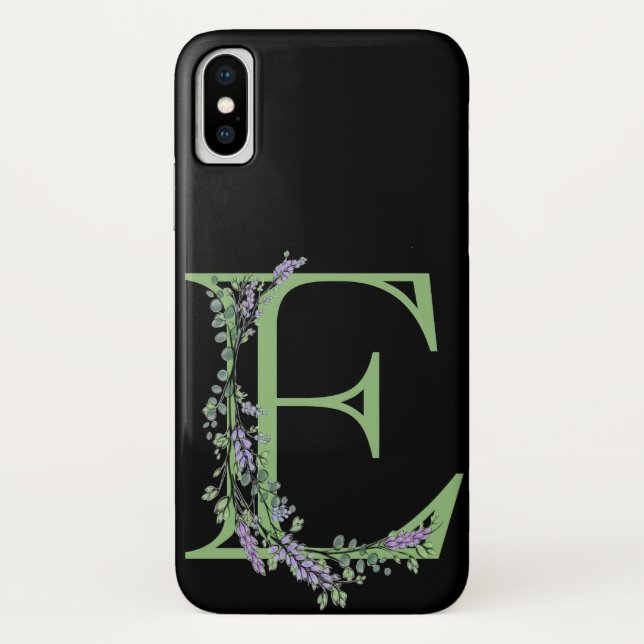 Monogram E Lavendel Eucalyptus Case-Mate iPhone Hülle (Rückseite)