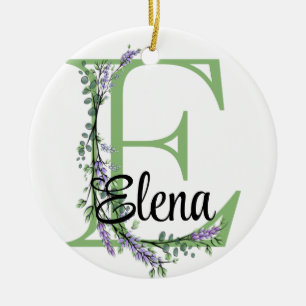 Monogram E Lavendel Eucalyptus Poster Keramik Ornament