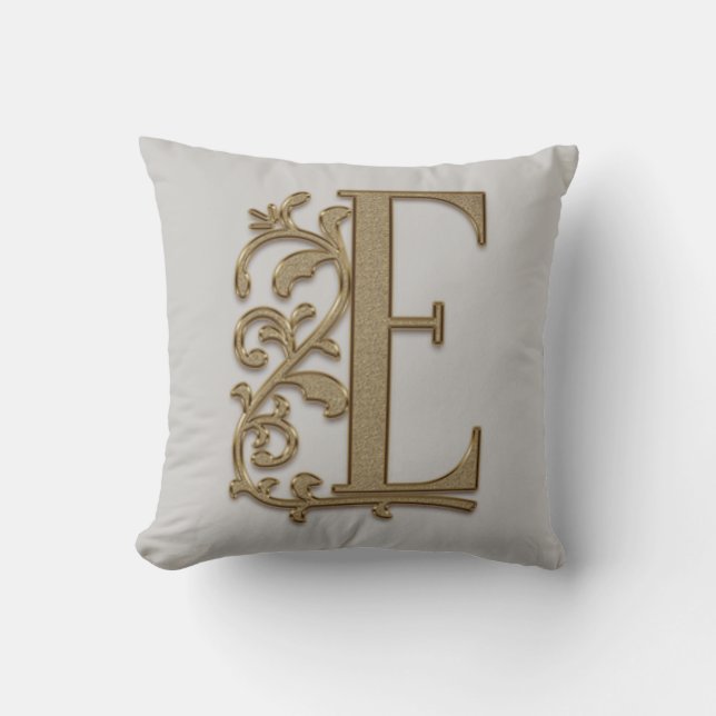 Monogram E Light Gray Family, Wedding, Birthday Kissen (Vorderseite)