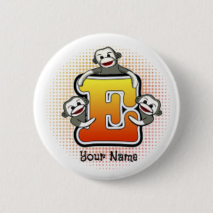 Monogram E Sock Monkey Button